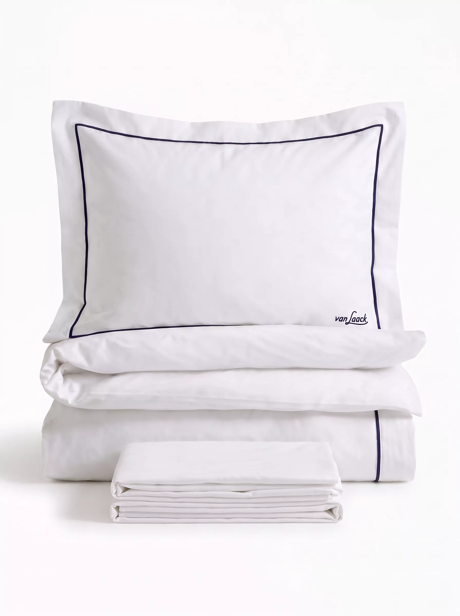 van Laack КОМПЛЕКТ ПОСТЕЛЬНОГО БЕЛЬЯ BEDLINEN SET3
 цвет белый с синей окантовкой ,photo 1