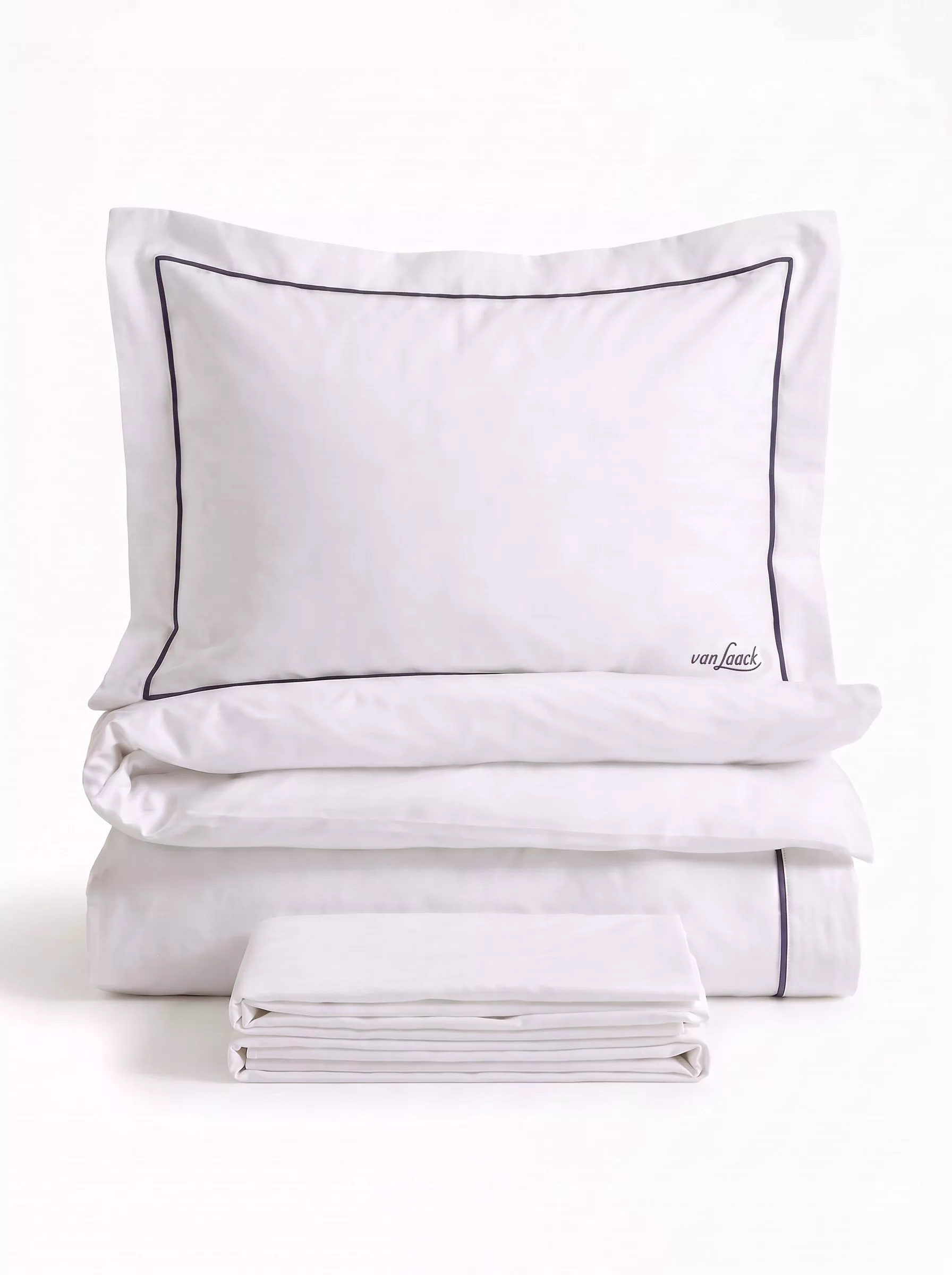 van Laack КОМПЛЕКТ ПОСТЕЛЬНОГО БЕЛЬЯ BEDLINEN SET3
 цвет белый с серой окантовкой ,photo 1