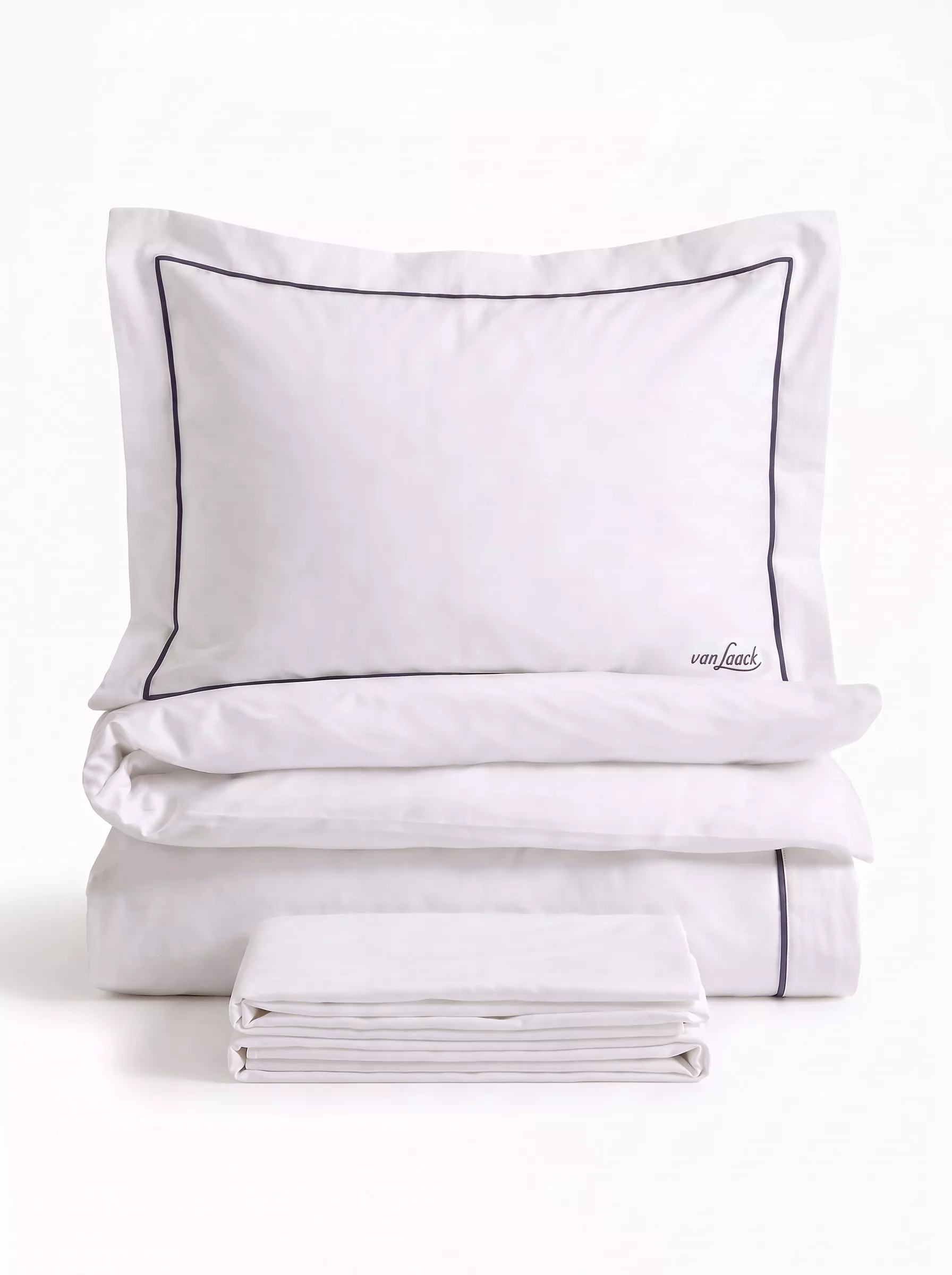 van Laack КОМПЛЕКТ ПОСТЕЛЬНОГО БЕЛЬЯ BEDLINEN SET3
 цвет белый с серой окантовкой ,photo 1