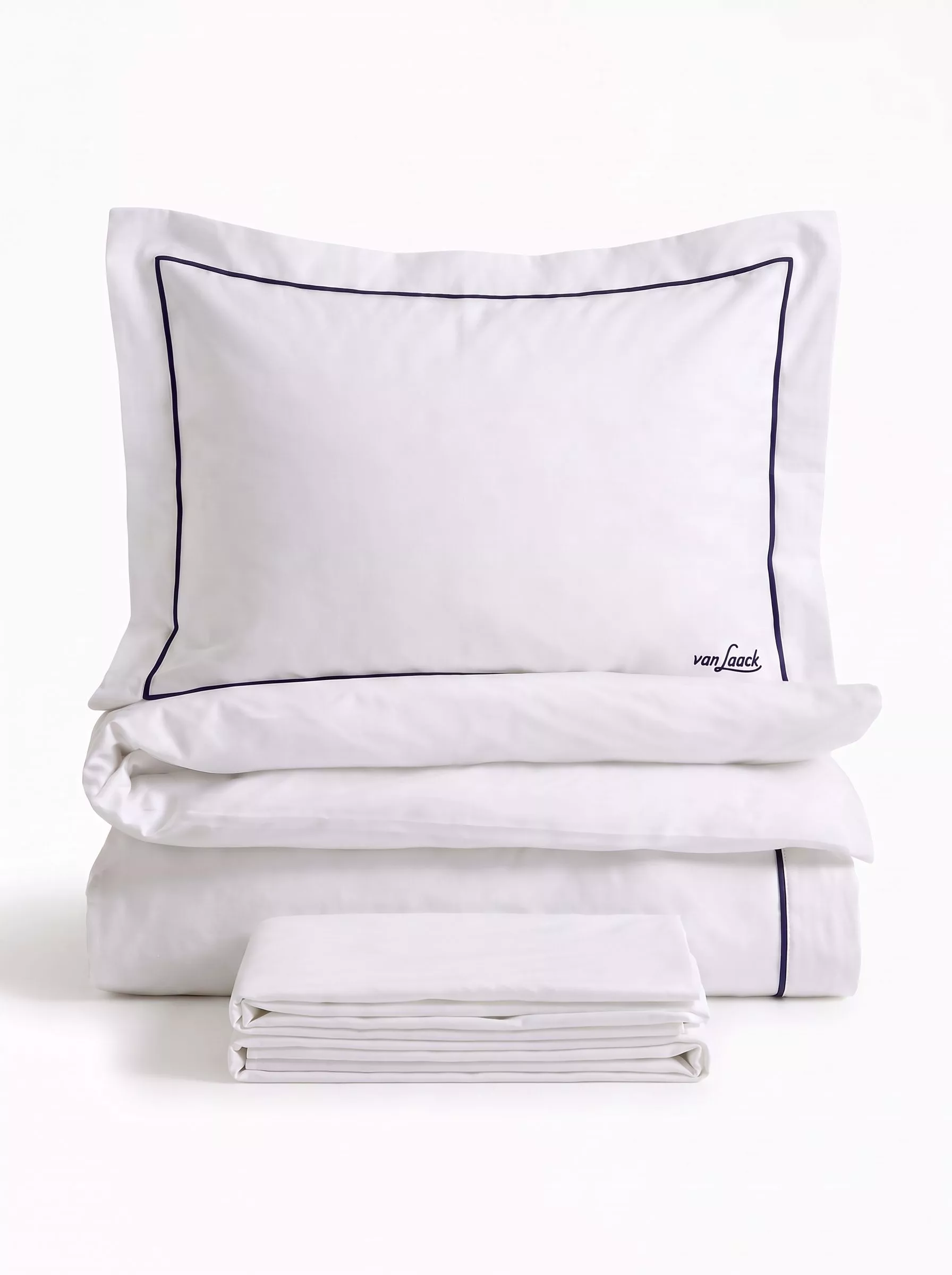 van Laack КОМПЛЕКТ ПОСТЕЛЬНОГО БЕЛЬЯ BEDLINEN SET3
 цвет белый с синей окантовкой ,photo 1