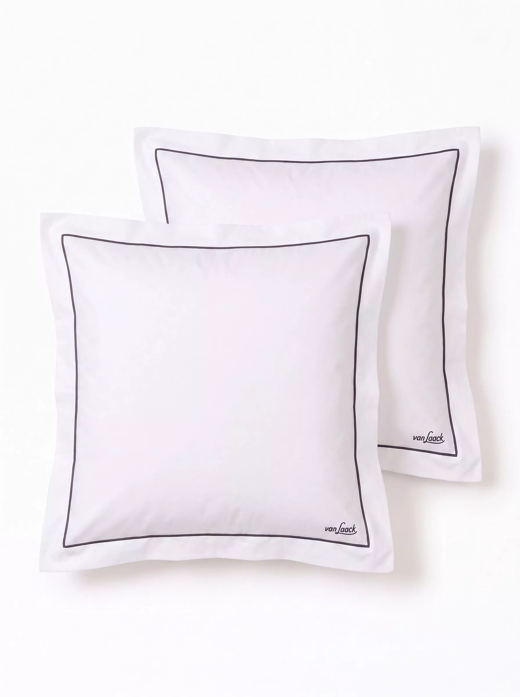 van Laack НАБОР НАВОЛОЧЕК PILLOW SET2
 цвет белый с серой окантовкой ,photo 1