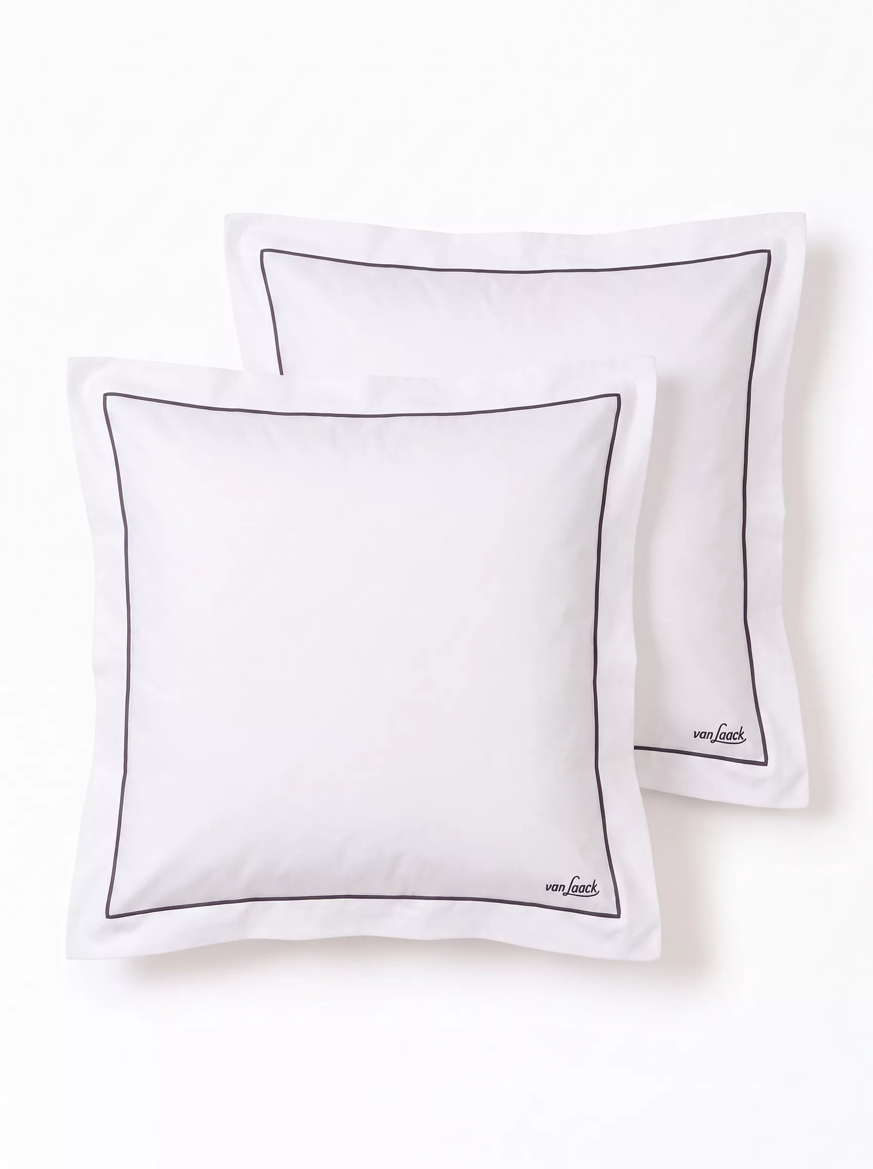 van Laack НАБОР НАВОЛОЧЕК PILLOW SET2
 цвет белый с серой окантовкой ,photo 1
